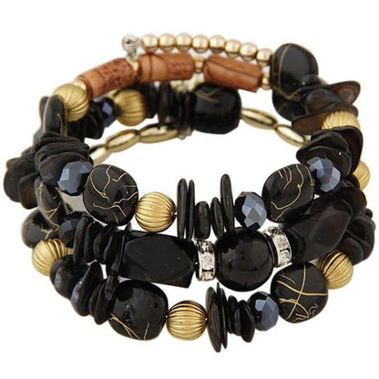 Women Beaded Bracelet Set | Colorful Boho Stackable Trendy Design with Crystal Accents Multilayer Bangle Bracelet | Fashion Stretch Braclets Jewelry for Women