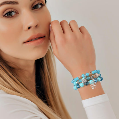 Bohemian Bracelet Sets for Women - 6 Sets Stackable Stretch Bracelets Multi-color Boho Jewelry for Women Hippie Bracelets Dainty Jewelry