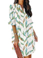 QACOHU Womens Summer Casual V Neck Shift Mini Dress | Flowy Swing Basic Loose Dresses, Ruffle Short Sleeve, Straight, Floral Boho Style, Wedding Guest Beach Vacation Outfits