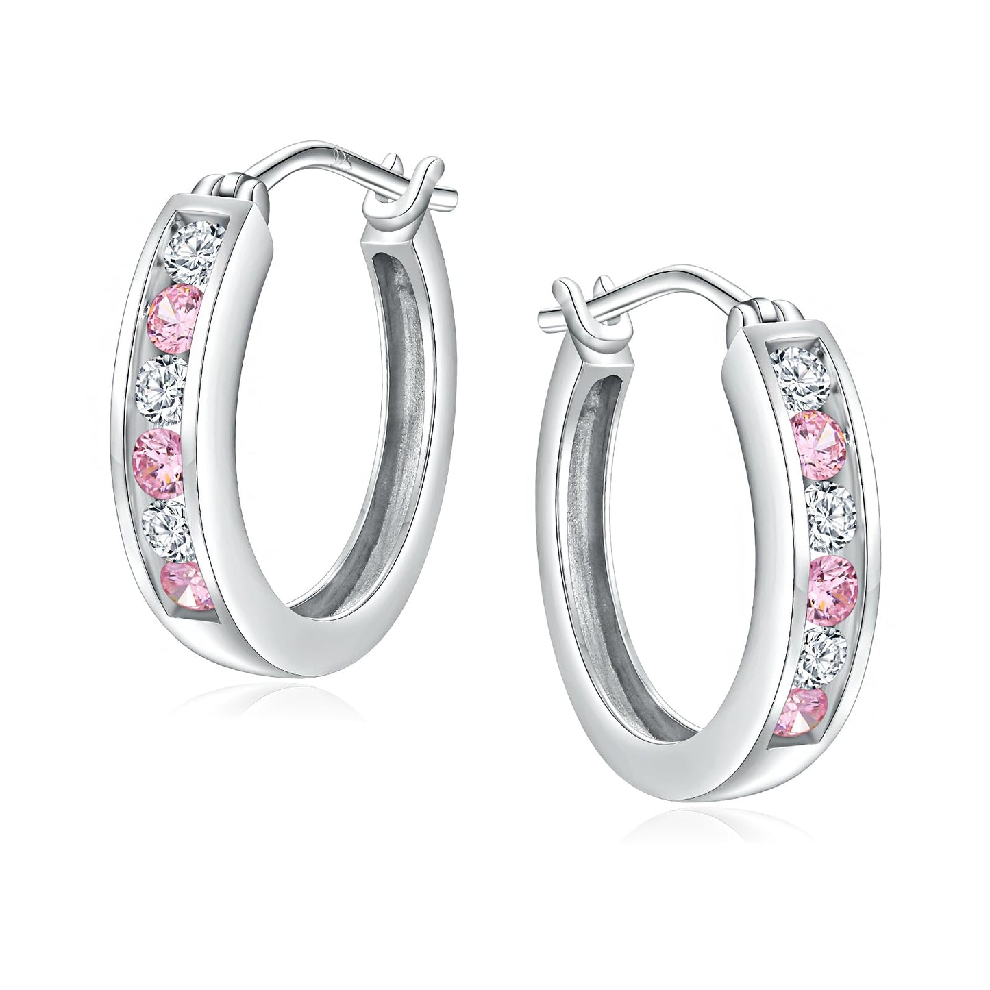 Channel Set Small Huggie Hoop Earrings Sterling Silver or 14K Gold Color,Lightweight Hypoallergenic CZ Diamond Chunky Hoop Earrings for Women