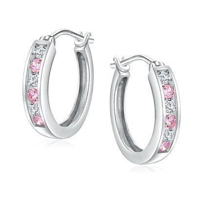 Channel Set Small Huggie Hoop Earrings Sterling Silver or 14K Gold Color,Lightweight Hypoallergenic CZ Diamond Chunky Hoop Earrings for Women