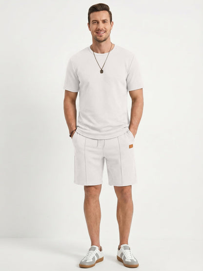 JMIERR Men's 2 Piece Outfit Anti-wrinkle T Shirts and Shorts Summer Beach Vacation Lounge Workout Pajamas Short Sleeve Sets
