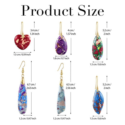 Funtopia 6 Pairs Stone Earrings for Women Trendy Dangle Boho Earrings | Statement Earrings for Women Trendy, Colorful Fashion Gemstone Stone Earrings Jewelry Accessories