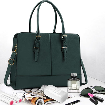 Laptop Bag for Women 15.6 Inch Leather Work Tote Briefcase Business Computer Shoulder Bag Large Capacity Waterproof Office Messenger Handbag Professional Teacher Nurse Carryall