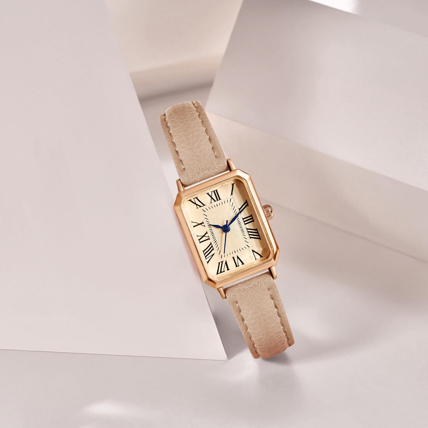 BESTKANG Leather Strap Watches for Women Elegant Dainty Ladies Watch Vintage Rectangle Women Quartz Wrist Watch
