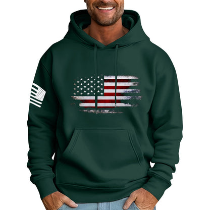 Ymosrh Mens Patriotic Hoodies USA Flag Print Hooded Sweatshirt Pullover Casual Fashion Hoodie, M-6XL