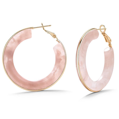 Chunky Gold Resin Hoop Earrings Leverback Statement Huggie Hoops Dangle Drop Dressy Earring Prom Festival Vacation Jewelry for Women