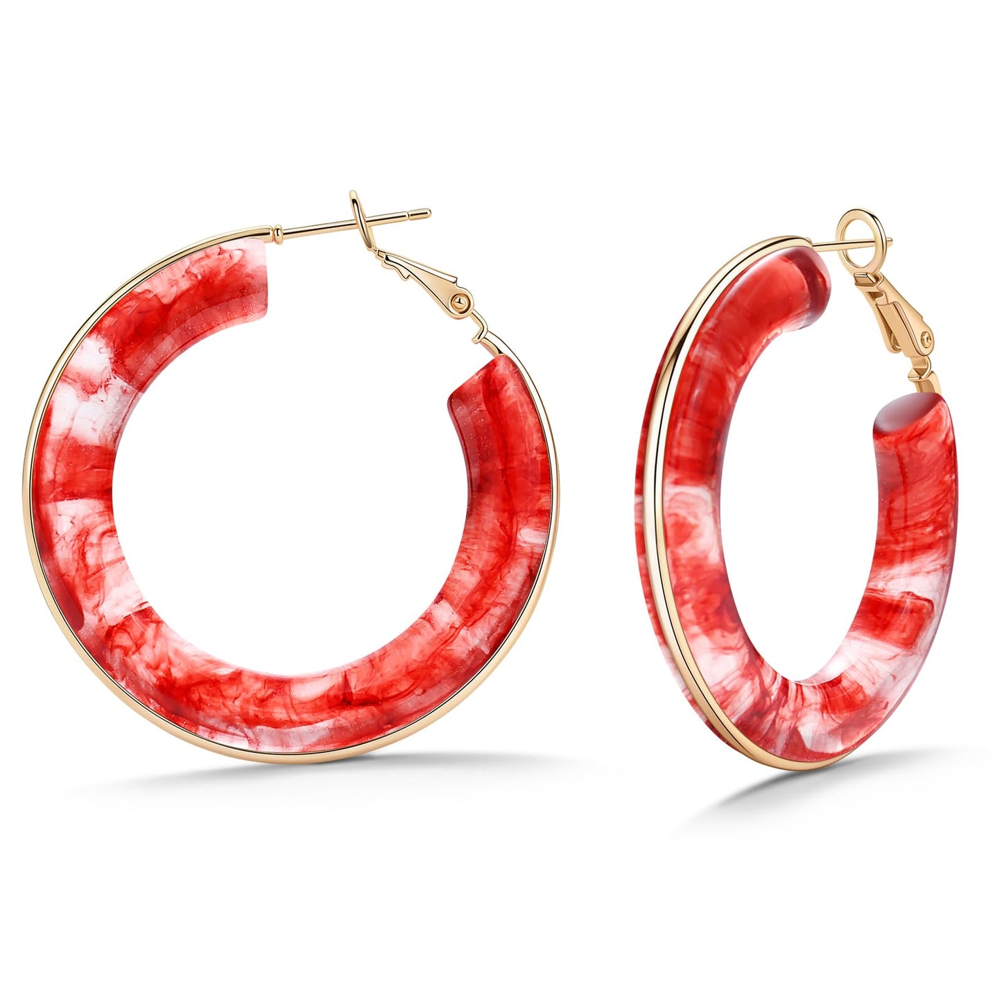 Chunky Gold Resin Hoop Earrings Leverback Statement Huggie Hoops Dangle Drop Dressy Earring Prom Festival Vacation Jewelry for Women