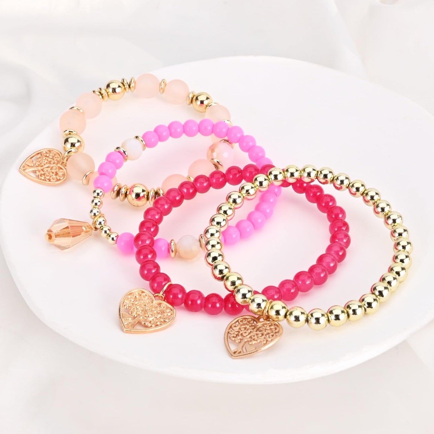 Bohemian Bracelet Sets for Women - 6 Sets Stackable Stretch Bracelets Multi-color Boho Jewelry for Women Hippie Bracelets Dainty Jewelry