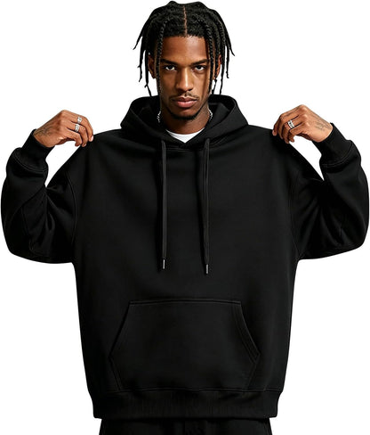Men Hoodie Sweatshirt Pullover with Kangaroo Pocket Lightweight Casual Hooded Top Apparel for Spring Fall Wear