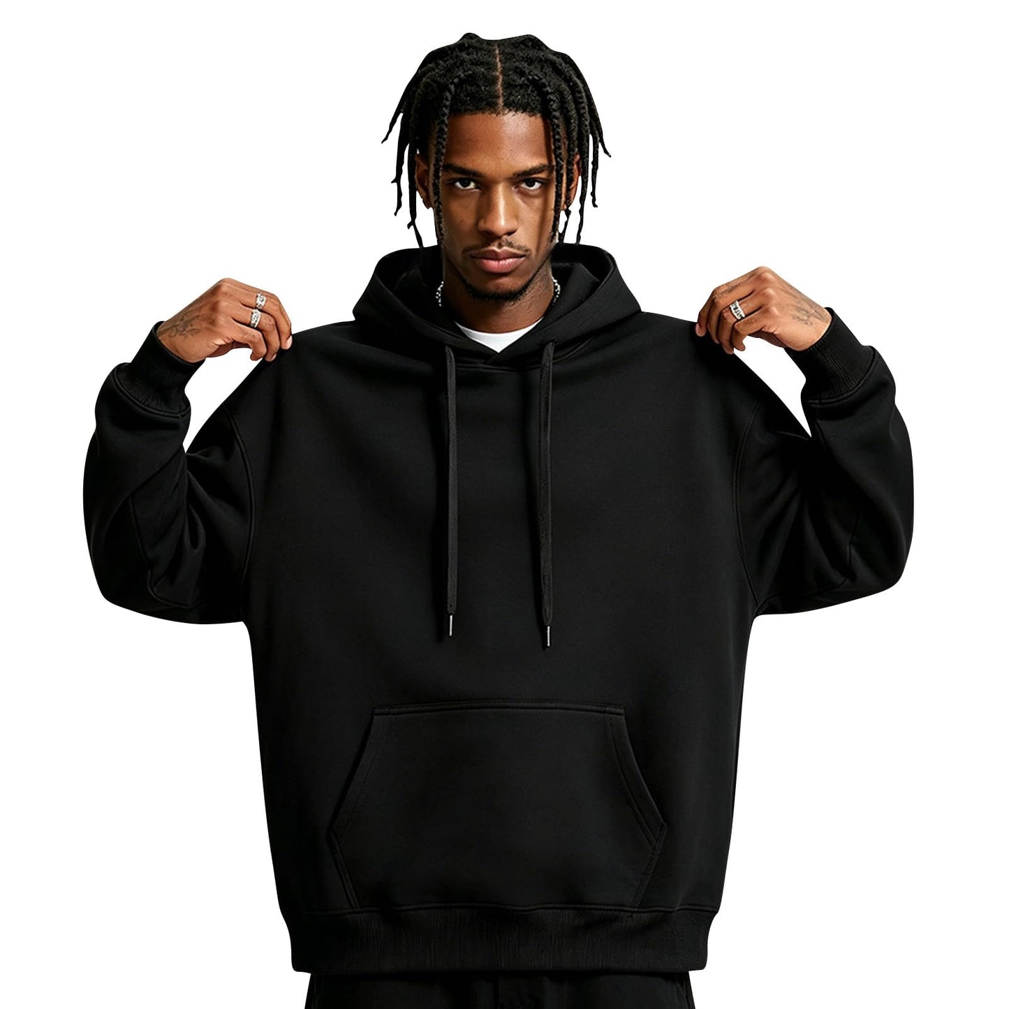Men Hoodie Sweatshirt Pullover with Kangaroo Pocket Lightweight Casual Hooded Top Apparel for Spring Fall Wear