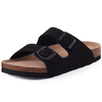 ODOLY Unisex Comfortable Cork Footbed Slide Sandals with Arch Support | Adjustable Buckle, Lightweight Summer Sandals for Travel and Everyday Wear