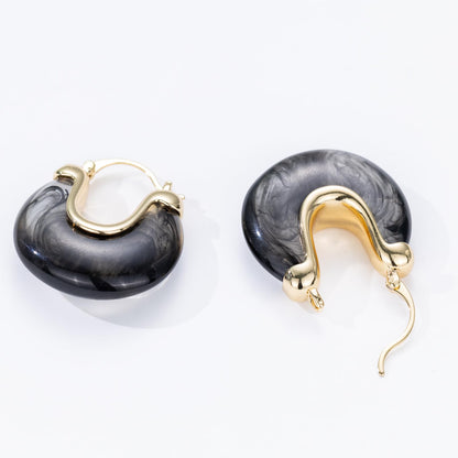 Chunky Gold Resin Hoop Earrings Leverback Statement Huggie Hoops Dangle Drop Dressy Earring Prom Festival Vacation Jewelry for Women