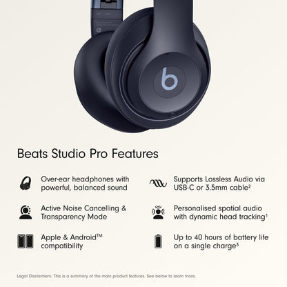 Beats Studio Pro Premium Wireless Over-Ear Headphones- Up to 40-Hour Battery Life, Active Noise Cancelling, Great for Travel & Commuting, Apple & Android Compatible - Exclusive Sand Gray