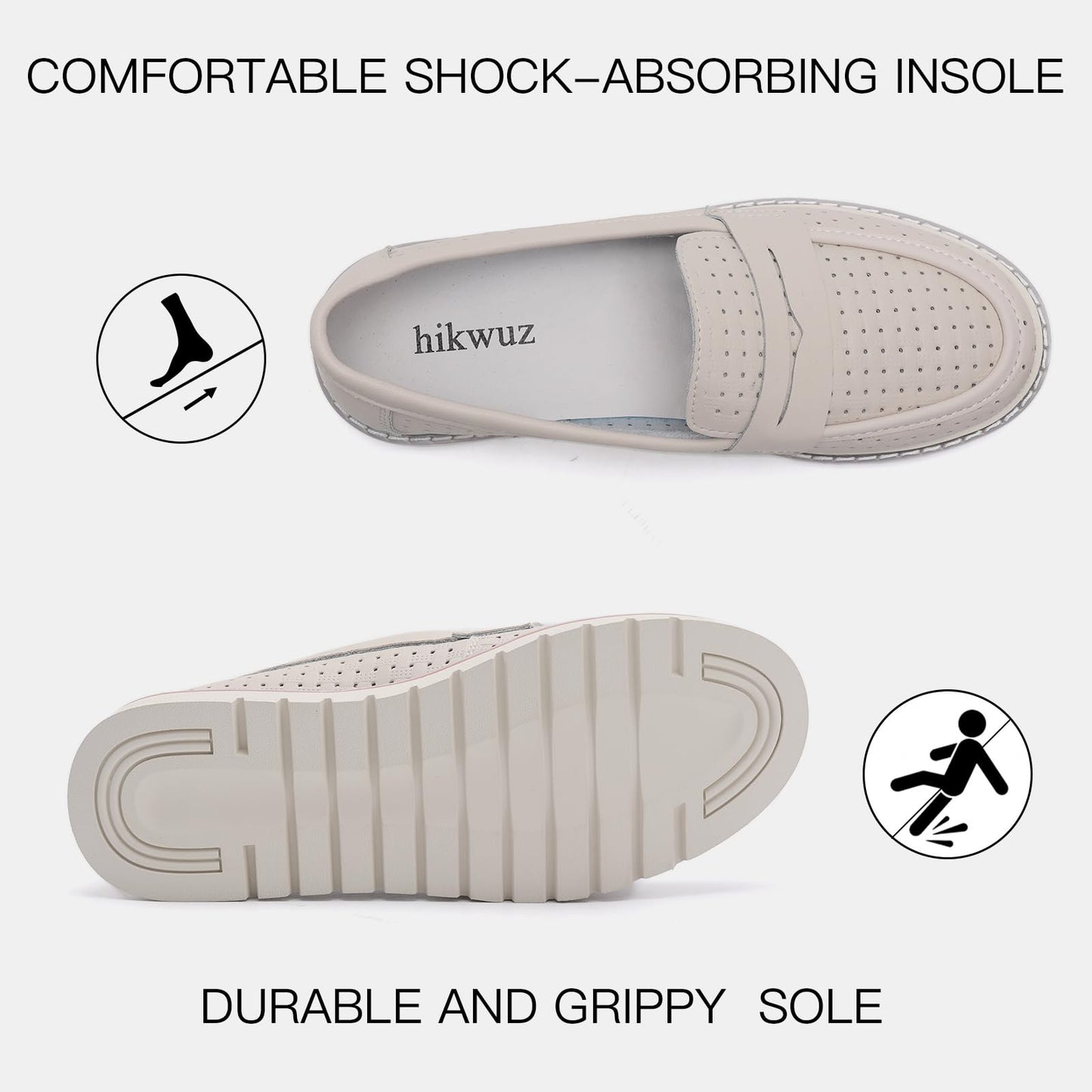 Women's Penny Loafers Leather Dress Shoes Comfortable Non-Slip Flats Soft Slip-on Walking Shoes Driving for Women