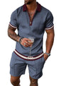 Mens Short Sets 2 Piece Outfits Polo Shirt Fashion Summer Tracksuits Casual Set Short Sleeve and Shorts Set for Men