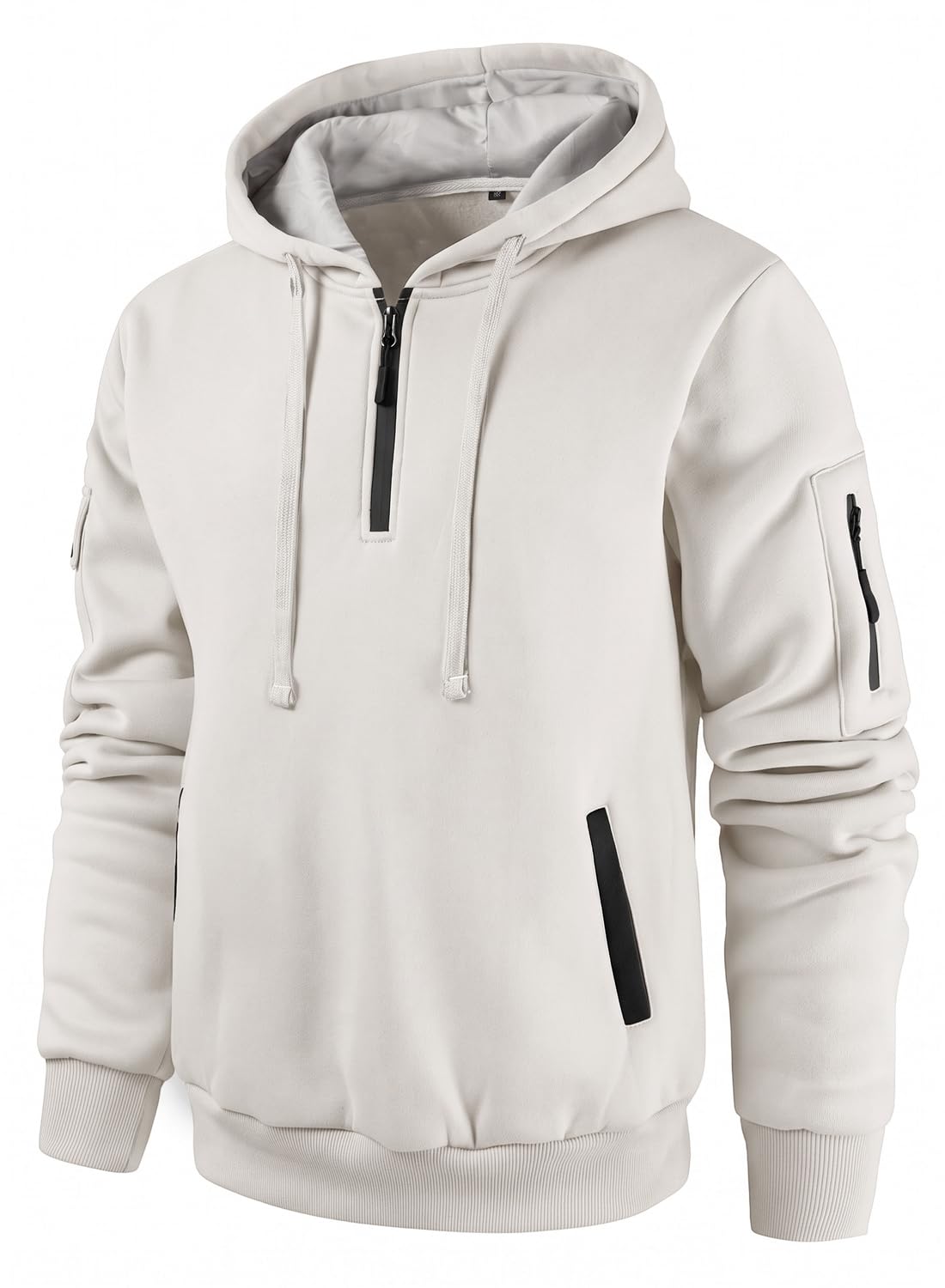 Leidowei Men's Hoodies Casual Pullover Hooded Sweatshirt Long Sleeve Quarter Zip Hoody Tops With Kangaroo Pocket