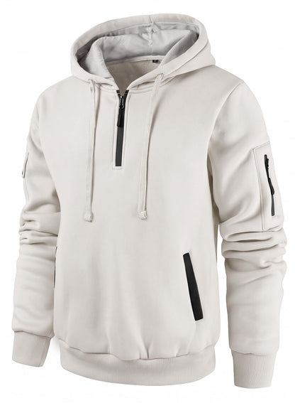 Leidowei Men's Hoodies Casual Pullover Hooded Sweatshirt Long Sleeve Quarter Zip Hoody Tops With Kangaroo Pocket