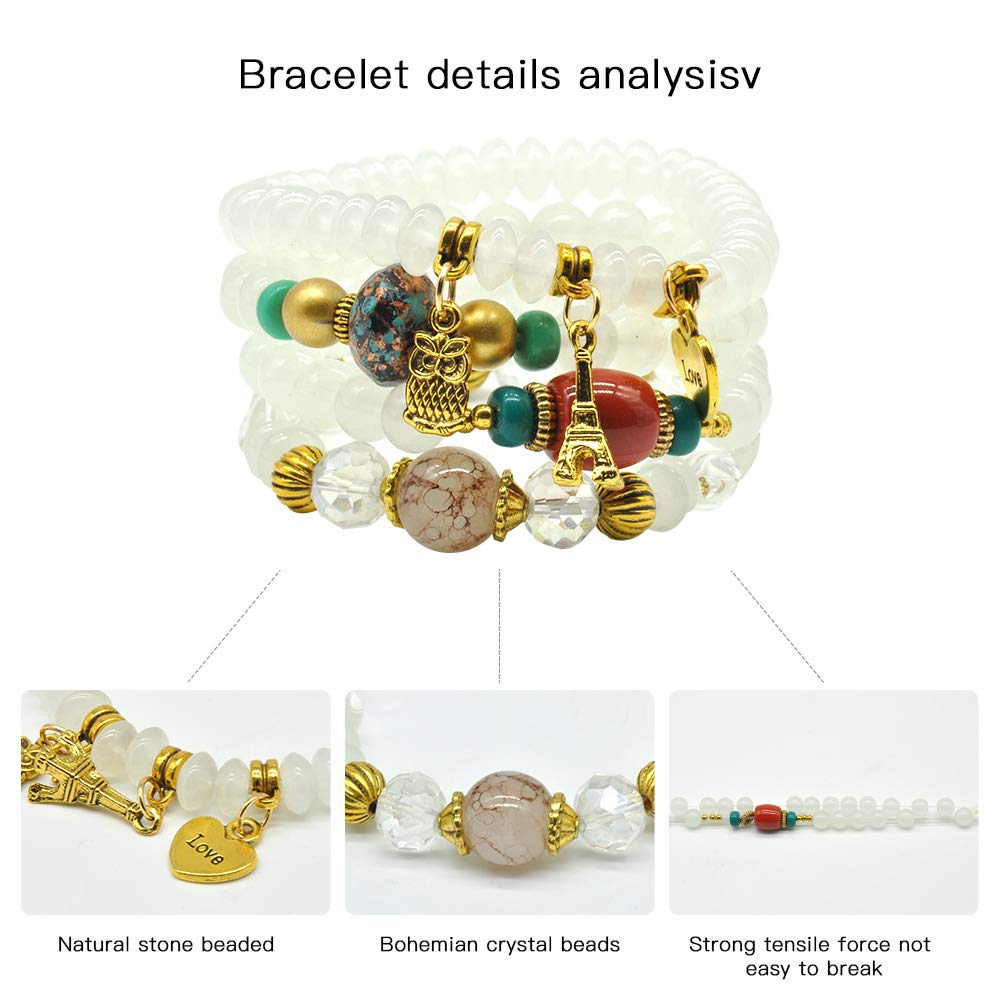 Bohemian Bracelet Sets for Women - 6 Sets Stackable Stretch Bracelets Multi-color Boho Jewelry for Women Hippie Bracelets Dainty Jewelry