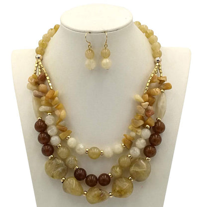 Bohemian style Multi -color Exaggerated bead Three floors necklace for Women's and girls gifts