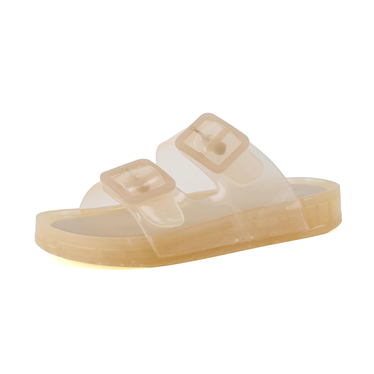 CUSHIONAIRE Pool Slides for Women Water Resistant Double Buckle Adjustable Slip-On Womens Sandals for Beach Shower Casual Wear