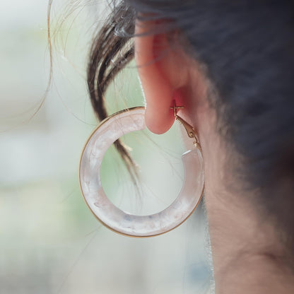 Chunky Gold Resin Hoop Earrings Leverback Statement Huggie Hoops Dangle Drop Dressy Earring Prom Festival Vacation Jewelry for Women