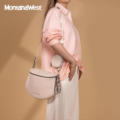 Montana West Crossbody Bag for Women, Large Bum Bag Purse Soft Vegan Leather Travel Fanny Pack with Coin Purse