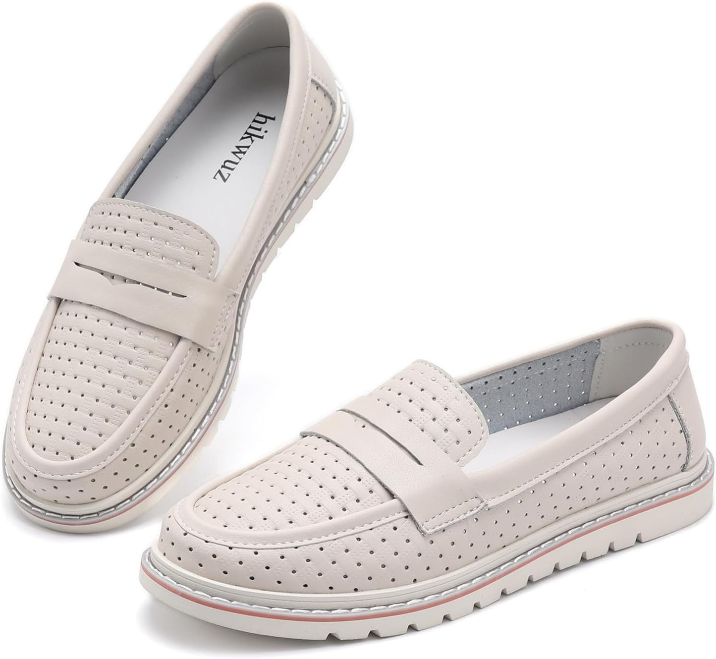 Women's Penny Loafers Leather Dress Shoes Comfortable Non-Slip Flats Soft Slip-on Walking Shoes Driving for Women