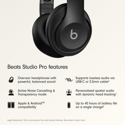 Beats Studio Pro Premium Wireless Over-Ear Headphones- Up to 40-Hour Battery Life, Active Noise Cancelling, Great for Travel & Commuting, Apple & Android Compatible - Exclusive Sand Gray