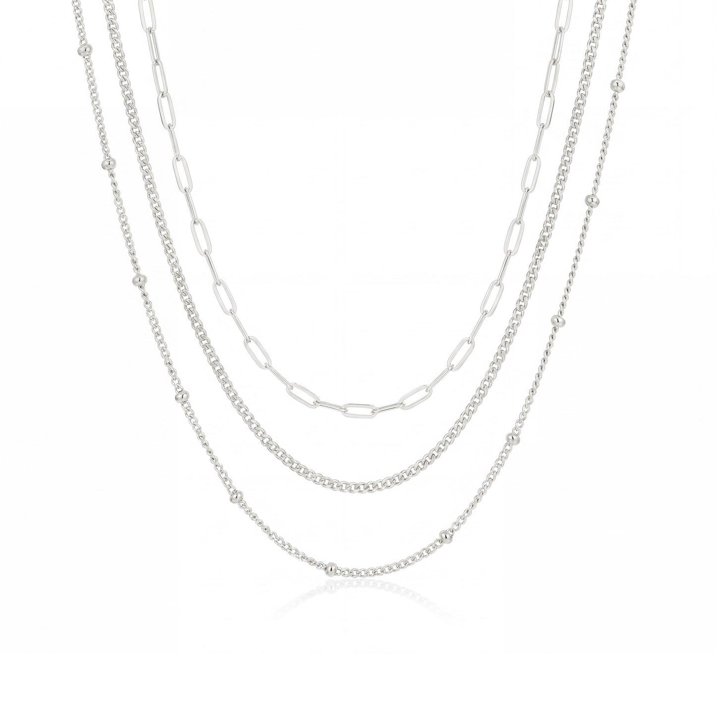 3PCS Gold Necklaces for Women,Chunky Statement Gold Plated Necklace Stack Layered Sterling Silver Herringbone Chains for Women Dainty Trendy Silver Chains Stacked Jewelry Gifts
