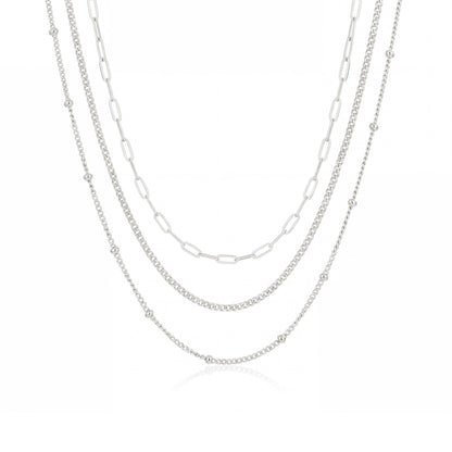 3PCS Gold Necklaces for Women,Chunky Statement Gold Plated Necklace Stack Layered Sterling Silver Herringbone Chains for Women Dainty Trendy Silver Chains Stacked Jewelry Gifts