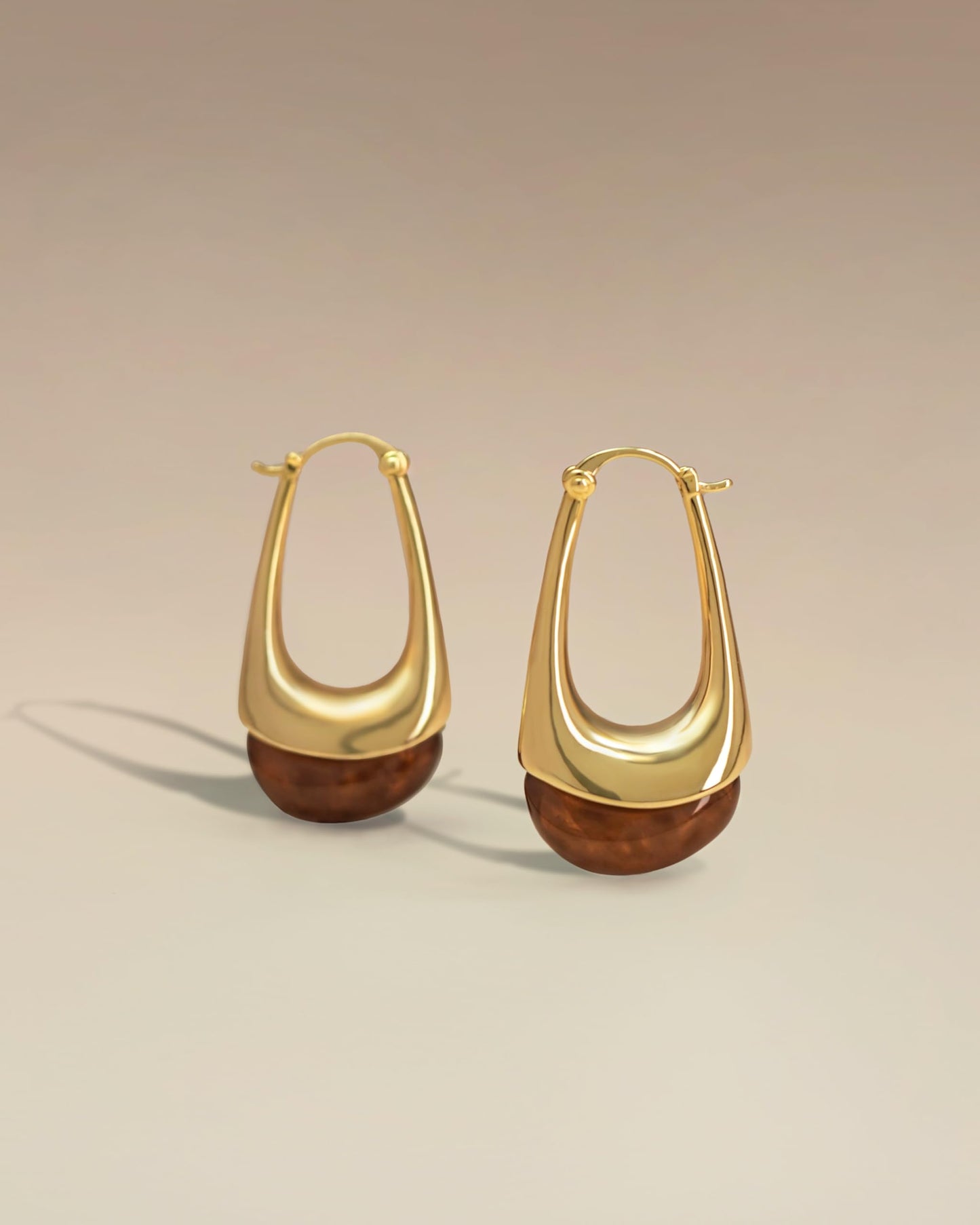 SNGIA Long Oval Chunky Dangle 18K Gold Plated Hoops with Colored Resin Gemstone Statement Earrings for Women, (Green, Brown, Light blue, Dark Blue), Bold Drop Handmade Exaggerated Irregular Trendy Bohemian Jewelry Gifts, Unique Dangling Teardrop Baroque S