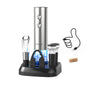 CIRCLE JOY Electric Wine Opener Rechargeable 5-in-1 Stainless Steel Wine Gift Set with Foil Cutter, Wine Aerator Pourer, Wine Drip Ring & Vacuum Stopper, Ideal Gifts for Wine Lovers, Silver
