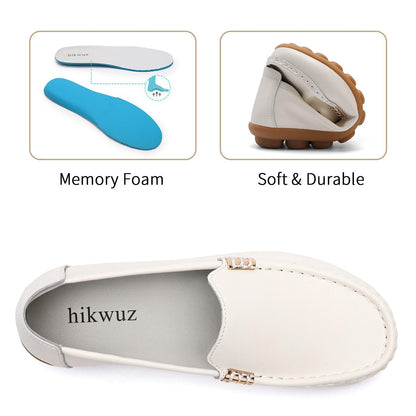 Women's Comfortable & Lightweight Leather Loafers Slip-Ons Driving Walking Mocs Boat Shoes Cute Business Casual Dress Shoes Work Flats for Women