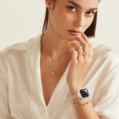 MARGE PLUS Slim Milanese Loop Compatible with Apple Watch Band for women 41mm 40mm 38mm 42mm 46mm 45mm 44mm, Stainless Steel Magnetic Mesh Strap work on iWatch Series 11 10 9 8 7 6 5 4 3 & SE 3 2 1