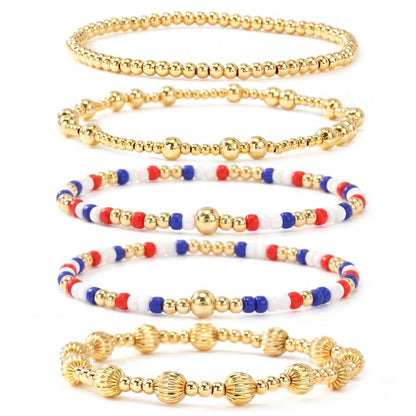 14K Gold Plated Pearl Beaded Cross Bracelets Stack Set for Women,Stretch Boho Colorful Christian Beads Ball Jewelry Friendship Summer Trendy Gift