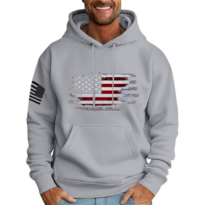 Ymosrh Mens Patriotic Hoodies USA Flag Print Hooded Sweatshirt Pullover Casual Fashion Hoodie, M-6XL