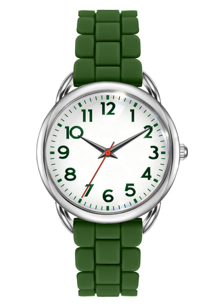 Bisley 35MM Watches for Women Big Face Easy Reader Silicone Strap Water Proof