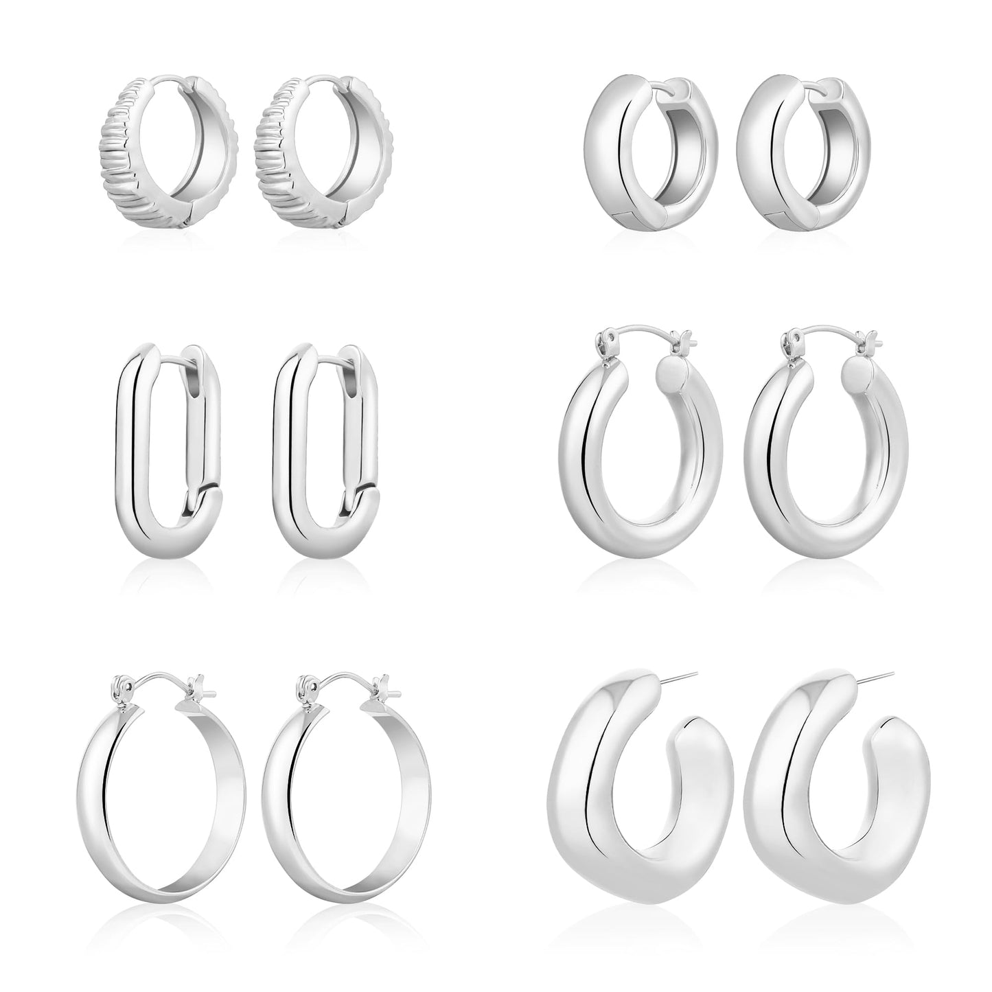 ALLHOLA 6 Pairs 14K Gold Plated Hoop Earrings for Women Trendy Chunky Lightweight Hoop Earrings Multipack Hypoallergenic, Thick Twisted Huggie Hoops Earring Set Jewelry for Gifts