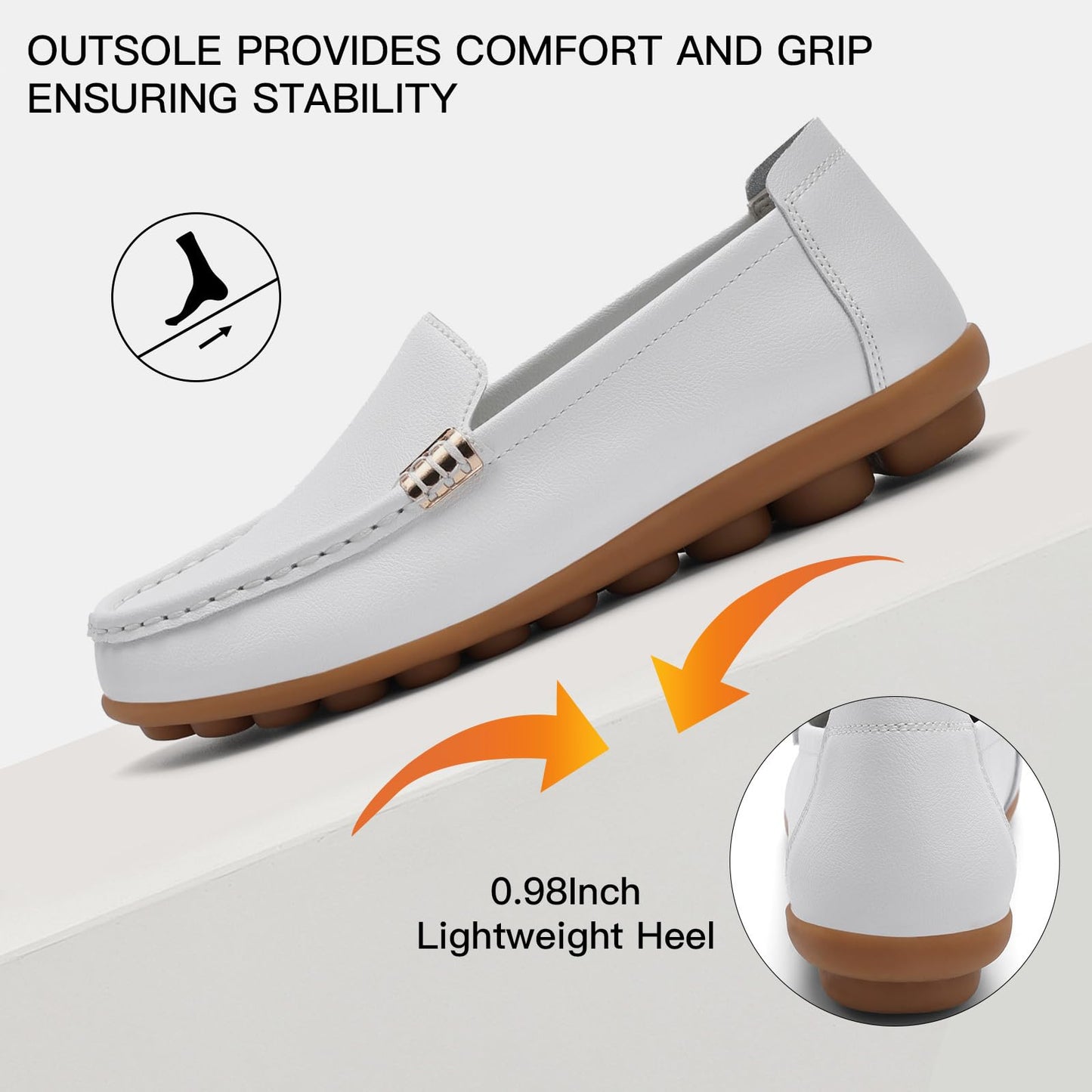 Women's Comfortable & Lightweight Leather Loafers Slip-Ons Driving Walking Mocs Boat Shoes Cute Business Casual Dress Shoes Work Flats for Women