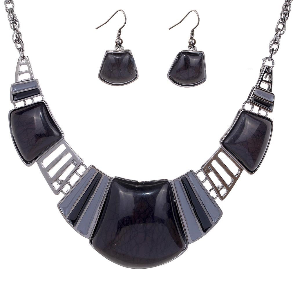 YAZILIND Vintage Ethnic Tibetan Sliver Turquoise Bib Collar Earrings Necklace Jewelry Set Women