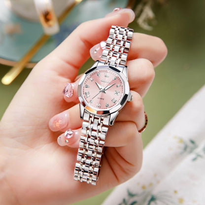 OLEVS Watches Women with Date Silver Stainless Steel Luxury Ladies Watches with Small Writs Diamond Watches for Women Waterproof Elegant Dress Quartz Analog Women's Wrist Watches Reloj de Mujer