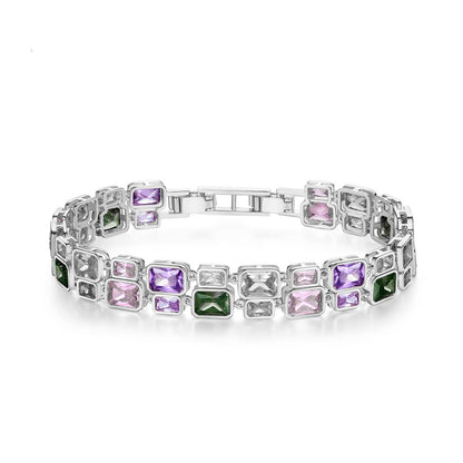 14K Gold Multi-Color Double Layer Moissanite Bracelet, Women's Luxurious Style, Unique Fashion Accessory