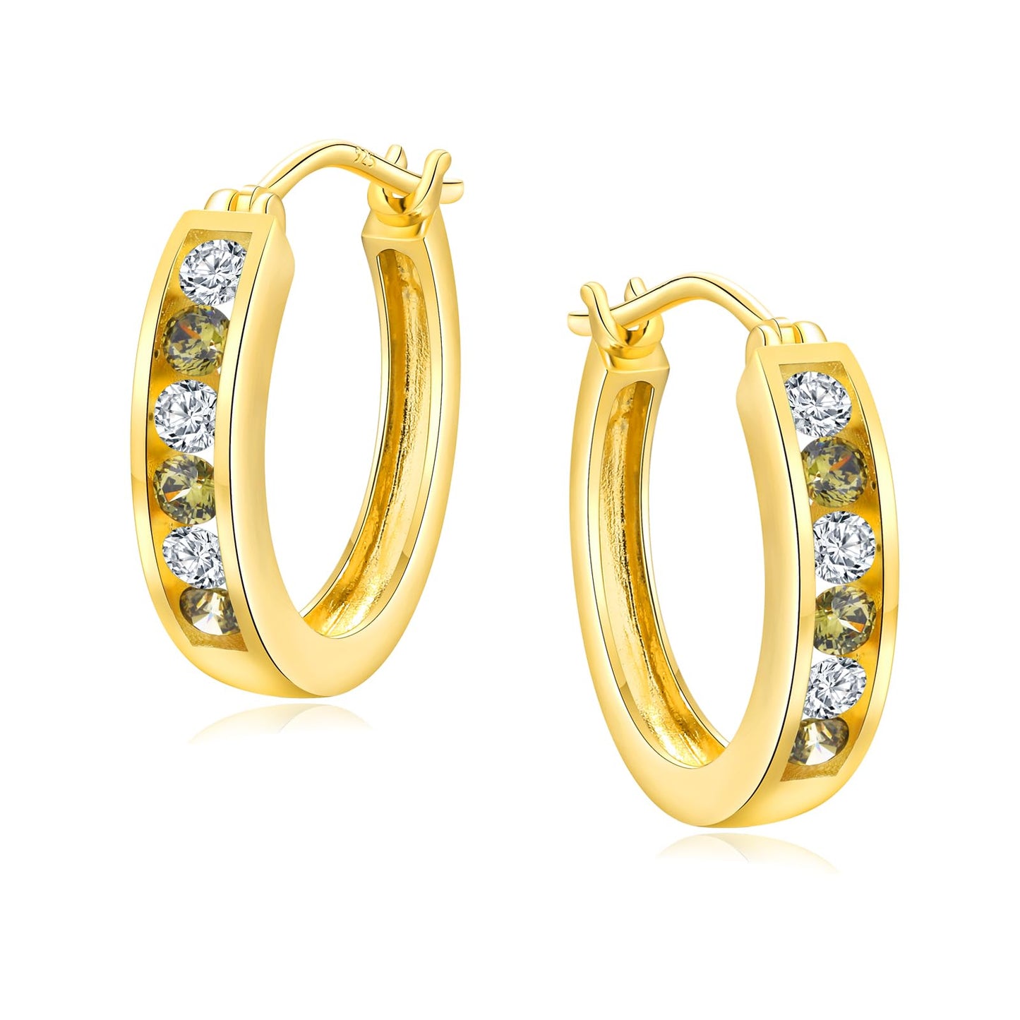 Channel Set Small Huggie Hoop Earrings Sterling Silver or 14K Gold Color,Lightweight Hypoallergenic CZ Diamond Chunky Hoop Earrings for Women