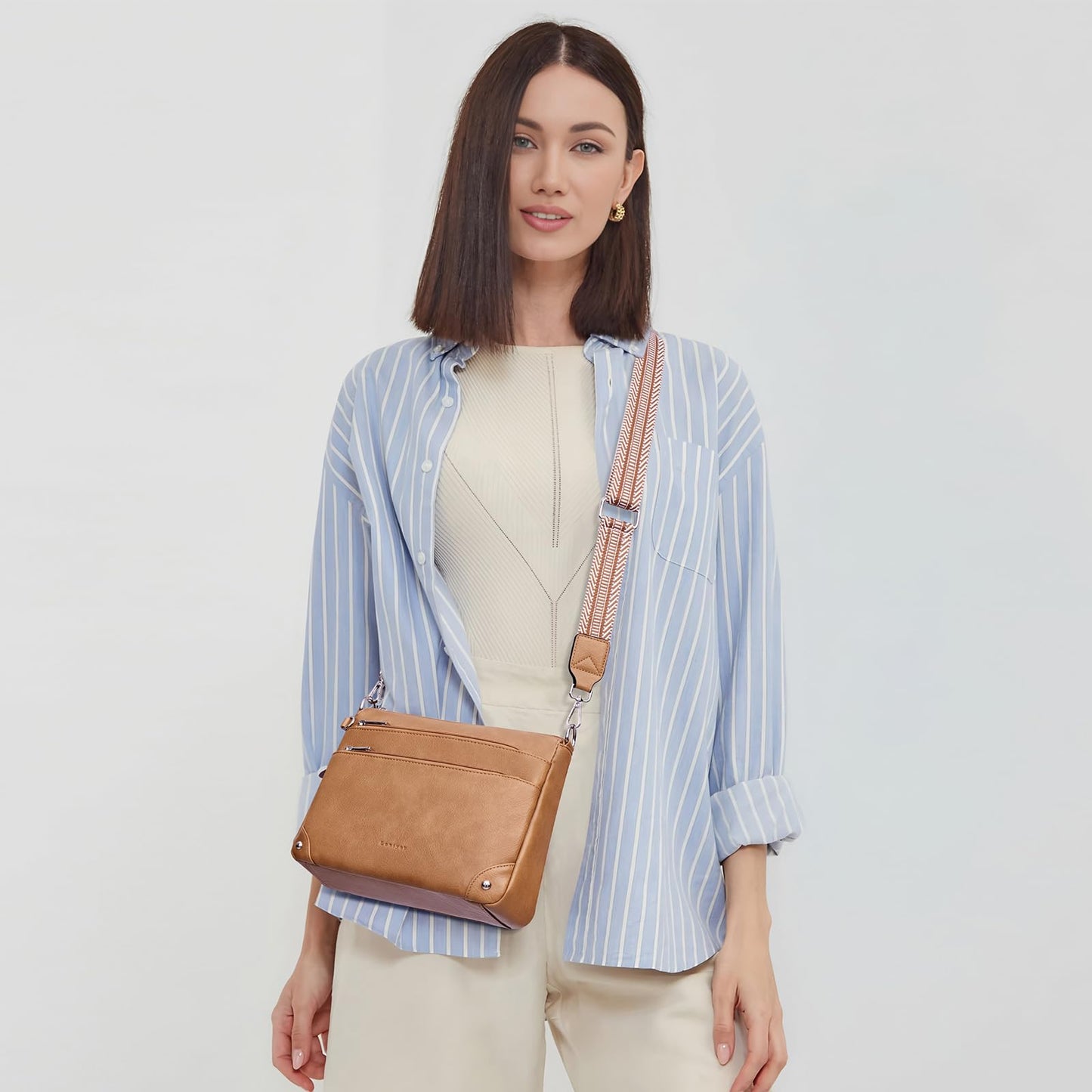 Crossbody Bags for Women Rfid Travel Crossbody Purses Leather Handbags Medium Shoulder bag with Adjustable Strap