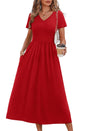 OFEEFAN Summer Dresses for Women Flowy Casual A-Line Midi Dress Beach Vacation Sundresses with Pockets S-2XL