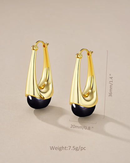 SNGIA Long Oval Chunky Dangle 18K Gold Plated Hoops with Colored Resin Gemstone Statement Earrings for Women, (Green, Brown, Light blue, Dark Blue), Bold Drop Handmade Exaggerated Irregular Trendy Bohemian Jewelry Gifts, Unique Dangling Teardrop Baroque S