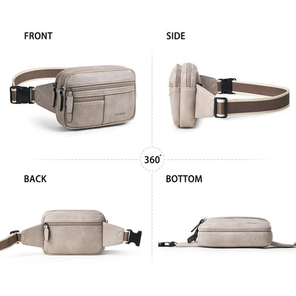 Leresas Fanny Packs for Women Vegan Leather Belt Bag Chic Cross Body Waist Pack Waist Purse for Travel Hiking Running Brown