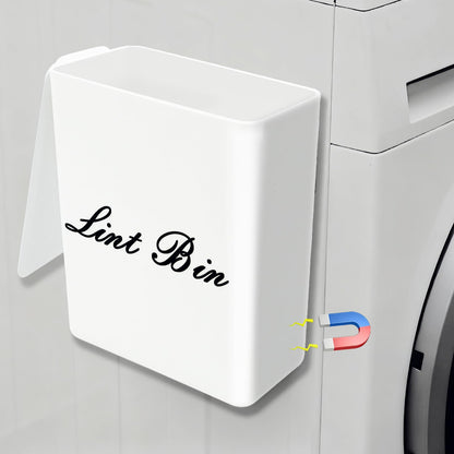 Artilife Magnetic Plastic Black Lint Bin with Lid for Laundry Room, 6 X 5 Inch Compact Wall Mount Lint Holder for Dryer, Small Black ABS Trash Can for Dryer Lint and Sheets