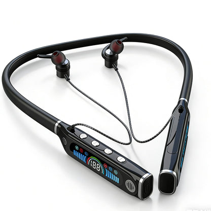 Neckband Bluetooth Headphones, 10mm Graphene Diaphragm Earphones with ENC Noise Cancelling, 100H Playtime 1000mAh Battery, Bendable Silicone Neckband Sports Headset for Workout Running Blue